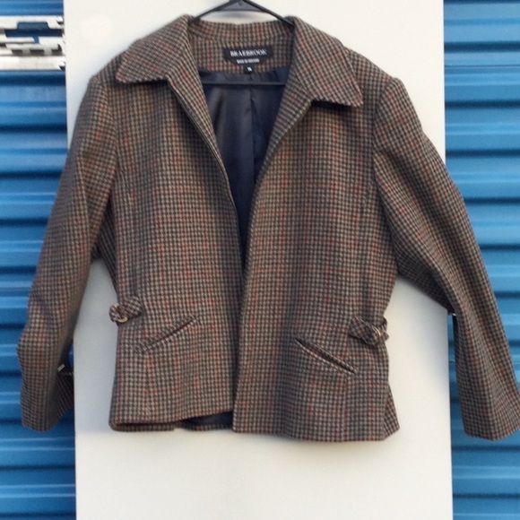 BRAEBROOK  100% Wool Womens zippered houndstooth coat jacket SIZE 14 - Picture 1 of 9
